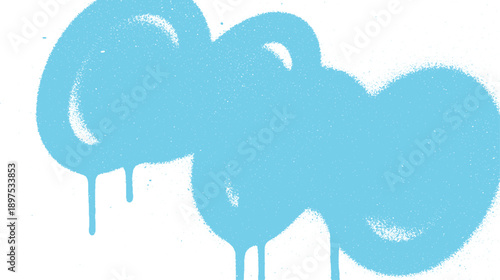 Light Blue Graffiti Cloud Drips Isolated on White Background.