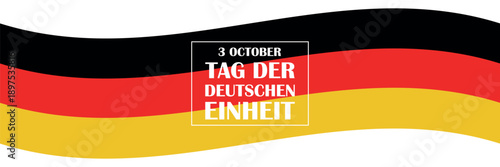 October 3, german unity day. Vector background with german flag in simple style, icon. National holiday of germany. Unity day greeting card