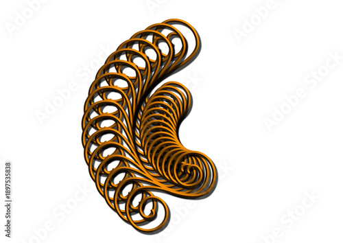Abstract Golden Swirls Forming a Crescent Shape.