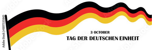 October 3, german unity day. Vector background with german flag in simple style, icon. National holiday of germany. Unity day greeting card