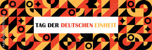 October 3, german unity day. Vector background with german flag in simple style, icon. National holiday of germany. Unity day greeting card