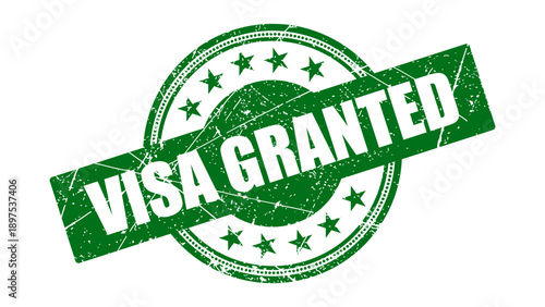 Visa granted stamp with grunge texture