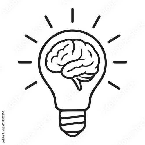 Brain Light Bulb Idea Icon