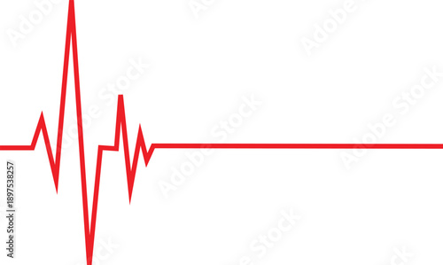 Red electrocardiogram line graph representing a heartbeat on a white background pulse