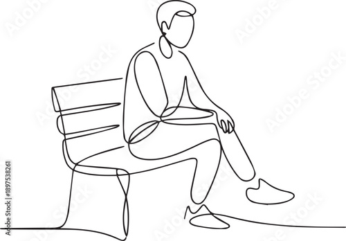A lone figure sits contemplatively on a bench, lost in thought, from a side view.
