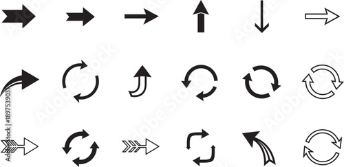 Arrow symbols icons set for directional navigation and flowchart design elements seo friendly
