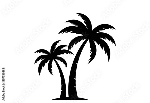Tropical Twin Palm Trees Silhouette