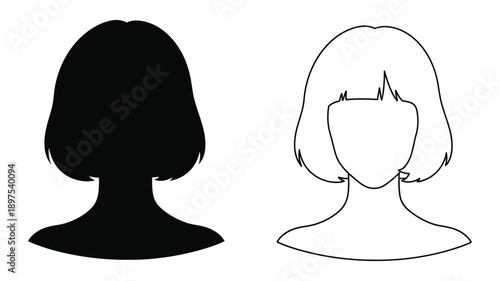 Two female head representations one dark and one light silhouette