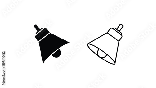 Two bell icons one solid and one outlined in a minimalist silhouette