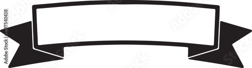 Clean Solid Black Ribbon Banner with Folded Edges – Elegant Label and Badge Vector.
