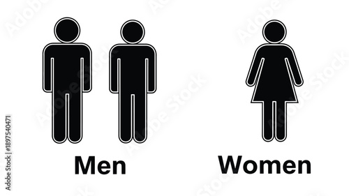 Restroom signs depicting male and female figures in black silhouette