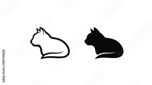 Two cat head profiles one white and one black a striking silhouette