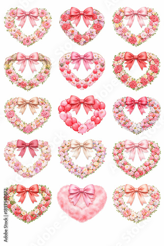Romantic Watercolor Valentine’s Day Illustrations – Cute Love Clipart Collection Featuring Roses, Bouquets, Balloons, Chocolates, Teddy Bear, Wine Glasses, and Heart Decorations for Greeting Cards, We
