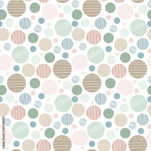 Nahtloses Muster mit pastellfarbenen Punkten. Geeignet zum Bedrucken von Stoffen, Servietten und Geschenkpapier.