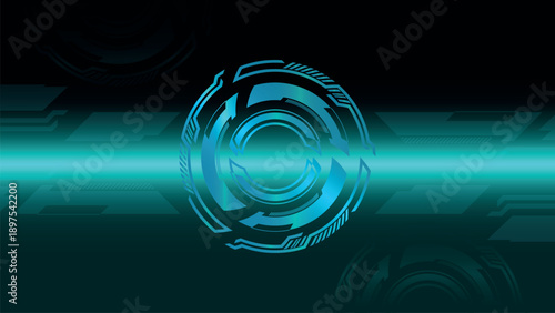 Retro futuristic hud interface with digital circuit elements and sci fi tech