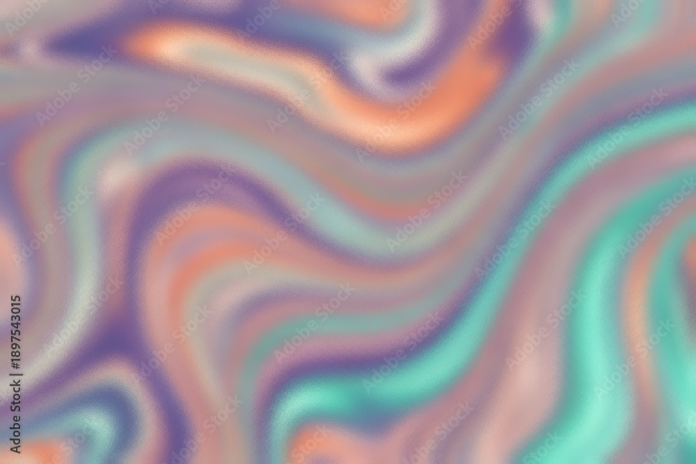 Fototapeta premium Abstract swirling liquid marble texture with vibrant purple pink orange blue gradient waves for modern design backgrounds