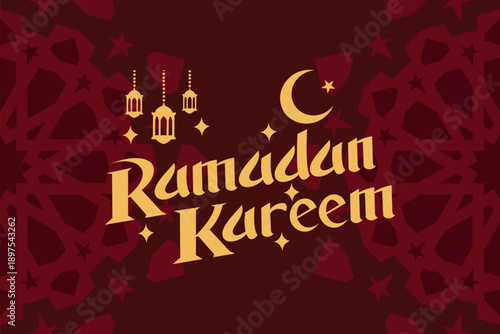  Ramadan Kareem islamic design with arabic pattern vector illustration. Suitable for greeting card, poster and banner.