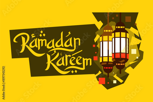  Ramadan Kareem islamic design with arabic pattern vector illustration. Suitable for greeting card, poster and banner.