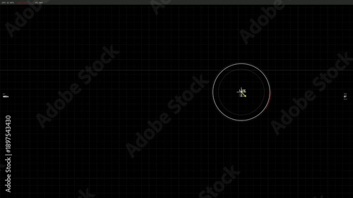 Wallpaper Mural Hud interface animation shows movement on a black background with circular elements and grid patterns during a digital display Torontodigital.ca