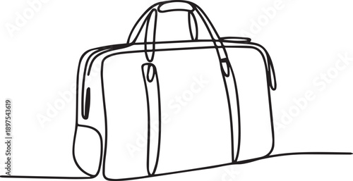 A simple line drawing of a bag on a flat surface viewed from the side
