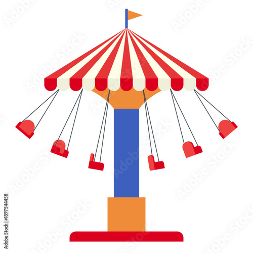 Swing Ride Carousel at Amusement Park Illustration