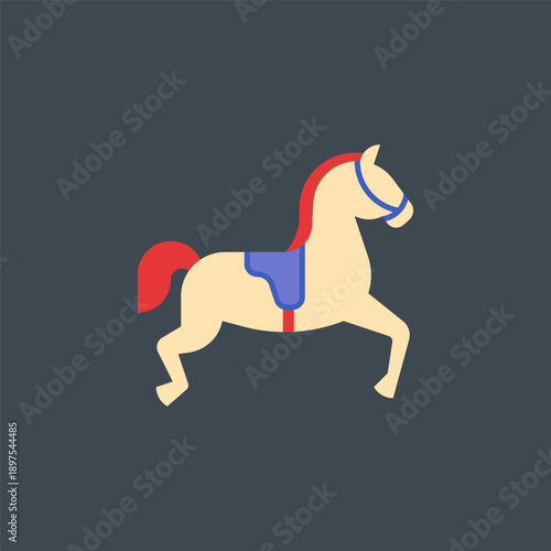 Carousel Horse Circus Ride Flat Illustration
