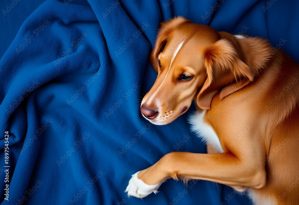 Obraz premium An adorable Red Setter lying on a warm Blanket