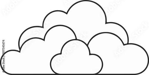 Abstract graphic of fluffy clouds in varied sizes, outlined in thick black lines