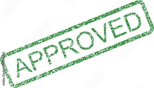 Green rubber stamp icon illustration for business workflow, office documentation, corporate approval systems, administration processes, accounting review, legal paperwork, digital records management, 