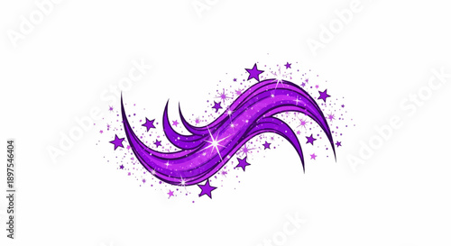 Swirling purple strands with twinkling purple stars and sparkles