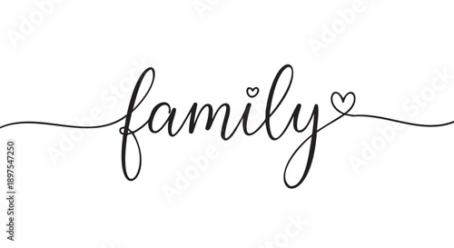 Handwritten calligraphy family love symbol isolated on transparent background