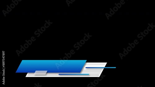 Blue and light blue gradient rectangle type shape animated lower third or title animation with transparent backkground