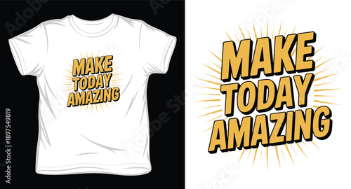 Positive inspiration quote make today amazing with vintage sunbeam background and classic pop art style