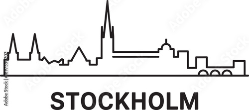 Stockholm skyline silhouette vector graphic city landmark line art cityscapes modern architectural buildings