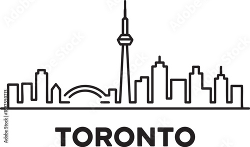 Toronto skyline silhouette vector graphic city landmark line art cityscapes modern architectural buildings