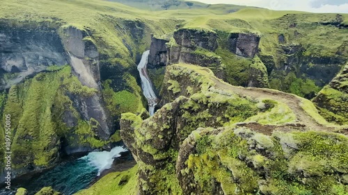 Famous Fjadrargljufur canyon in Iceland. Top destination. South East of Iceland