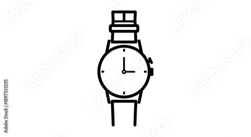 Simple Line Art Icon of a Wristwatch.
