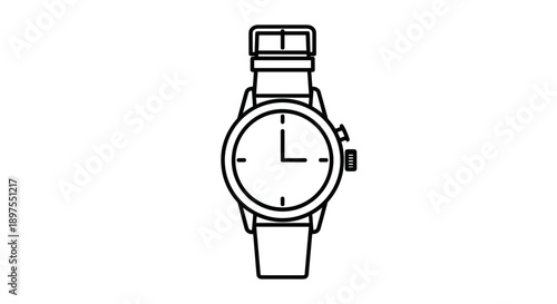 Simple Line Art Illustration of a Classic Wristwatch.