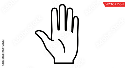 Simple Line Art Icon of an Open Hand.