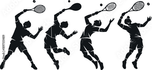 Tennis Player Serving the Ball – Professional Sports Action Vector Illustration