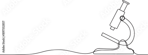 Microscope Scientific instrument one continuous line art, Vector illustration, One line art, Line art graphic style