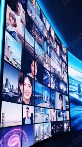 Video wall displaying various media content streaming

