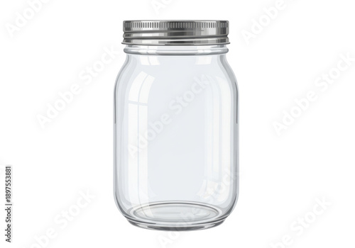 Wallpaper Mural Empty glass jar with metal lid isolated on transparent background Torontodigital.ca