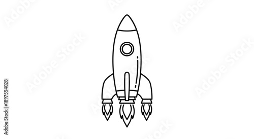 Simple Line Art Rocket Ship Launching into Space 3.