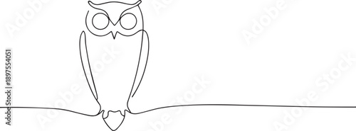 Owl one continuous line art, Vector illustration, One line art, Line art graphic style