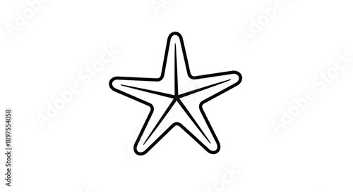 Simple Line Art Starfish Icon on White Background.