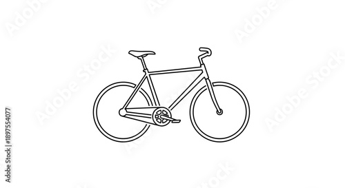 Simple Line Drawing of a Bicycle on a White Background.