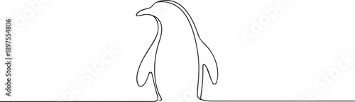 Penguin one continuous line art, Vector illustration, One line art, Line art graphic style