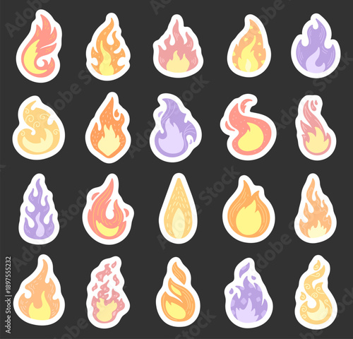 Flame set in scandinavian style featuring fire shapes heat energy symbols by warmth elements variations forms perfect for your illustration and designs projects