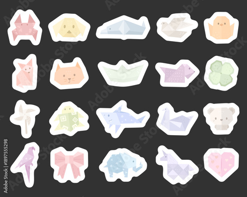 Origami set in scandinavian style featuring paper creatures animal figure paper folding craft creatures toys plant heart boat bird mammal